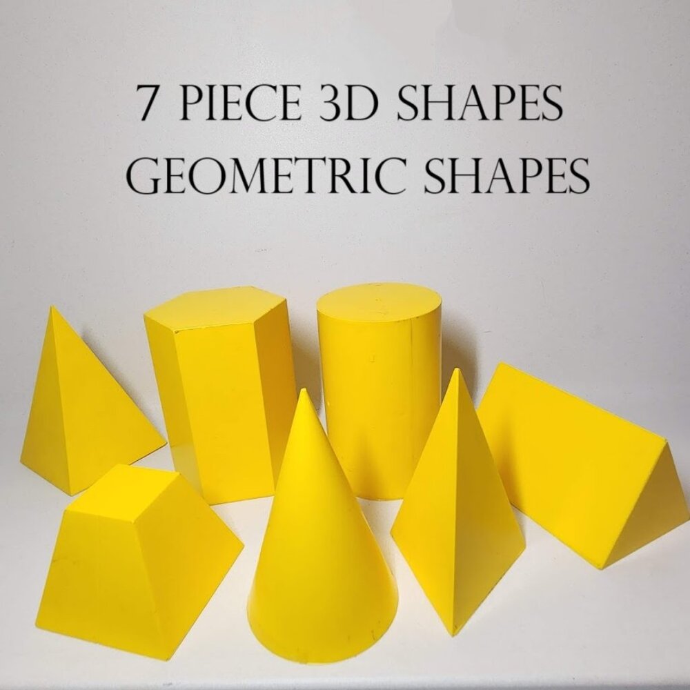 7 Piece Shapes Set 3D Geometric Plastic Forms Solids Drawing Forms Math Manipula